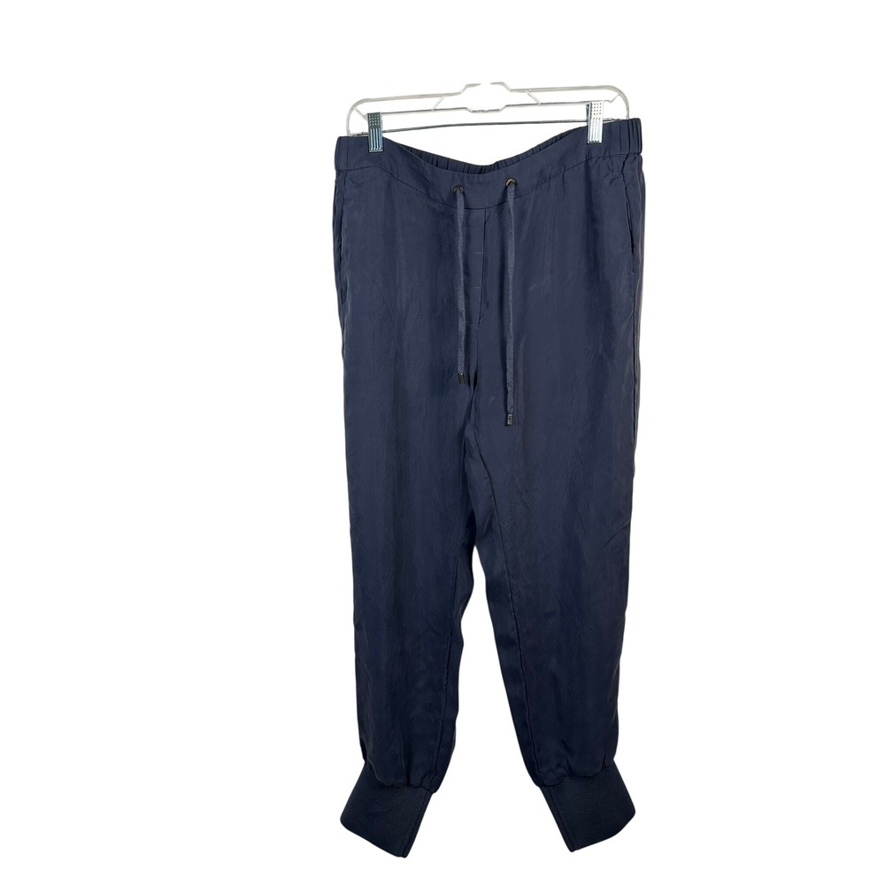 Peserico Sign Joggers Women 50 Navy Blue Excellent Made in Italy Merino Cuffs